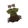 thumbnail image 2 of Bagilaanoe 2pcs Newborn Baby Girl Short Pants Set Print Short Sleeve Romper Tops + Tassel Shorts + Headband 3M 6M 12M 18M Infant Casual Summer Outfits, 2 of 8