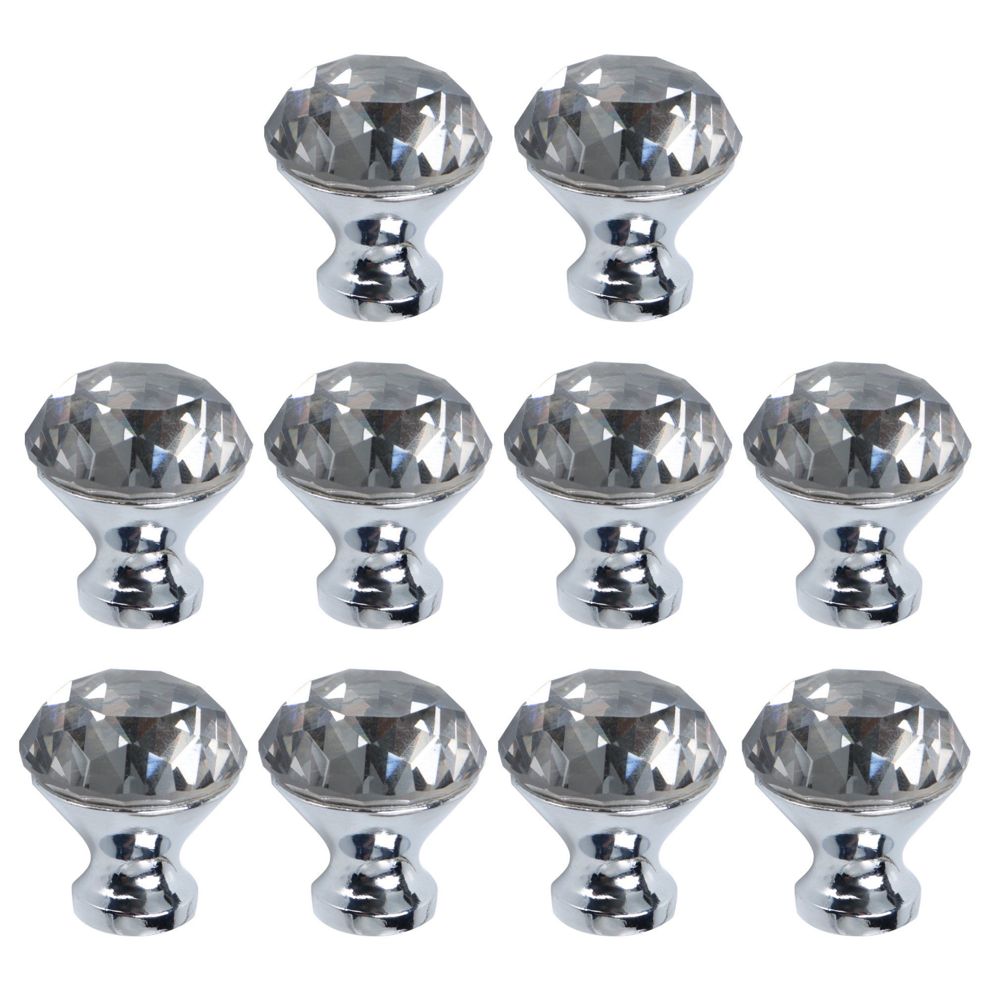 10pcs Crystal Knobs Wardrobe Dresser Door Knobs Pull Handle for Home