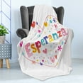 thumbnail image 4 of Spanish Soft Flannel Fleece Blanket, Esperanza Girls Name in Floral Heart Shape Romance Love Birthday Celebration Theme, Cozy Plush for Indoor and Outdoor Use, 70" x 90", Multicolor, by Ambesonne, 4 of 5