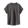thumbnail image 4 of ZKCCNUK Women's Tops Solid Color Lapel Casual Short-Sleeved Denim Shirt Loose Tops Summer Plus Size Tops 2026, 4 of 9