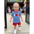thumbnail image 4 of RUINIXCW Toddler Baby Boy Back to School Outfit Kids Summer Kindergarten Outfits Baby Boys First Day of School Outfit Short Sleeve Apple Pencil Embroidery Striped T Shirt and Shorts Set, 4 of 8