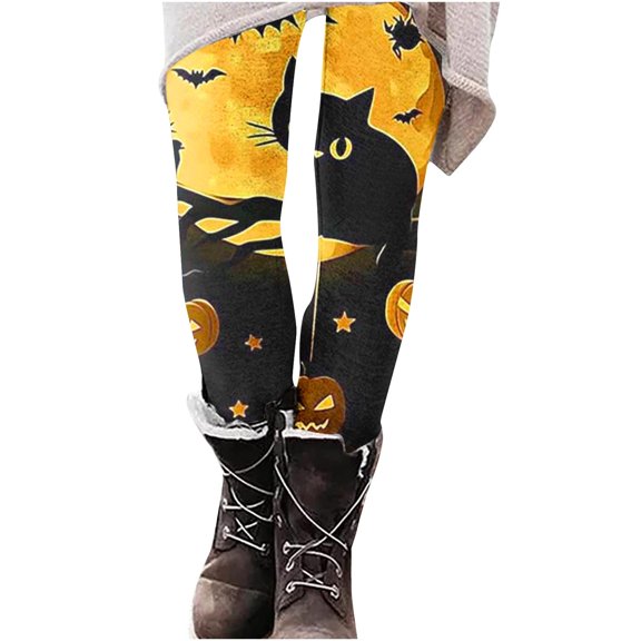 Halloween Costumes for Women, YABCSAZ Women's Leggings Yoga Pants Print Leggings High Waist Stretchy Breathable Casual Pants Elastic Pants for Daily Workout Fashion Athletic