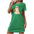 thumbnail image 1 of Camisón corto de talla grande para mujer, camisón de manga corta con estampado de pecho a la moda, camisón para mujer, 1 of 2