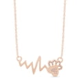 thumbnail image 5 of AFFY Round Cut Simulated Birthstone Paw & Heartbeat Pendant Necklace In 14K Rose Gold Over Sterling Silver By, 5 of 7