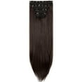 thumbnail image 2 of 4Pcs Clip in Straight Hair Extensions, Natural Straight Hairpieces with 11 Clips, 18/24 inch Long Soft Clip on Extensions Hair Pieces for Women - Dark Brown 260g Per Set, 2 of 6
