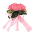 thumbnail image 3 of Ramos de boda Seda y plástico Romántico Exquisito Mango cómodo Hermoso ramo de novia para decoración del hogar Rosa, 3 of 14