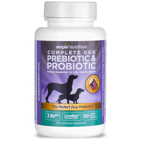 Ample Nutrition Probiotics for Dogs with Prebiotic - 3 Billion CFU, Multi Strain, Sensitive Stomach, Diarrhea, Gas, Immune Health, Skin & Coat | Made in USA | 60 (Best Way To Stop Dog Diarrhea)