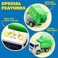 thumbnail image 6 of Joyfy 4 Pack Friction Powered City Vehicles, Big Carrier Truck with Lights and Sounds, with Garbage Truck, Fire Engine Truck, Boom Lift Truck & Construction Dump Truck, Birthday Gifts for Kids 3-8, 6 of 8
