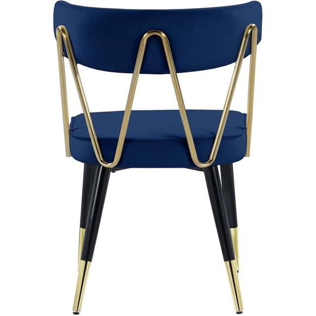 Meridian Furniture Chaise de Salle à Manger en Velours Rheingold, Bleu Marine (Ensemble de 2)