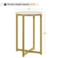 thumbnail image 4 of Yaheetech Faux Marble Round Side Table with Cross Metal Legs, Antique Gold, 4 of 8