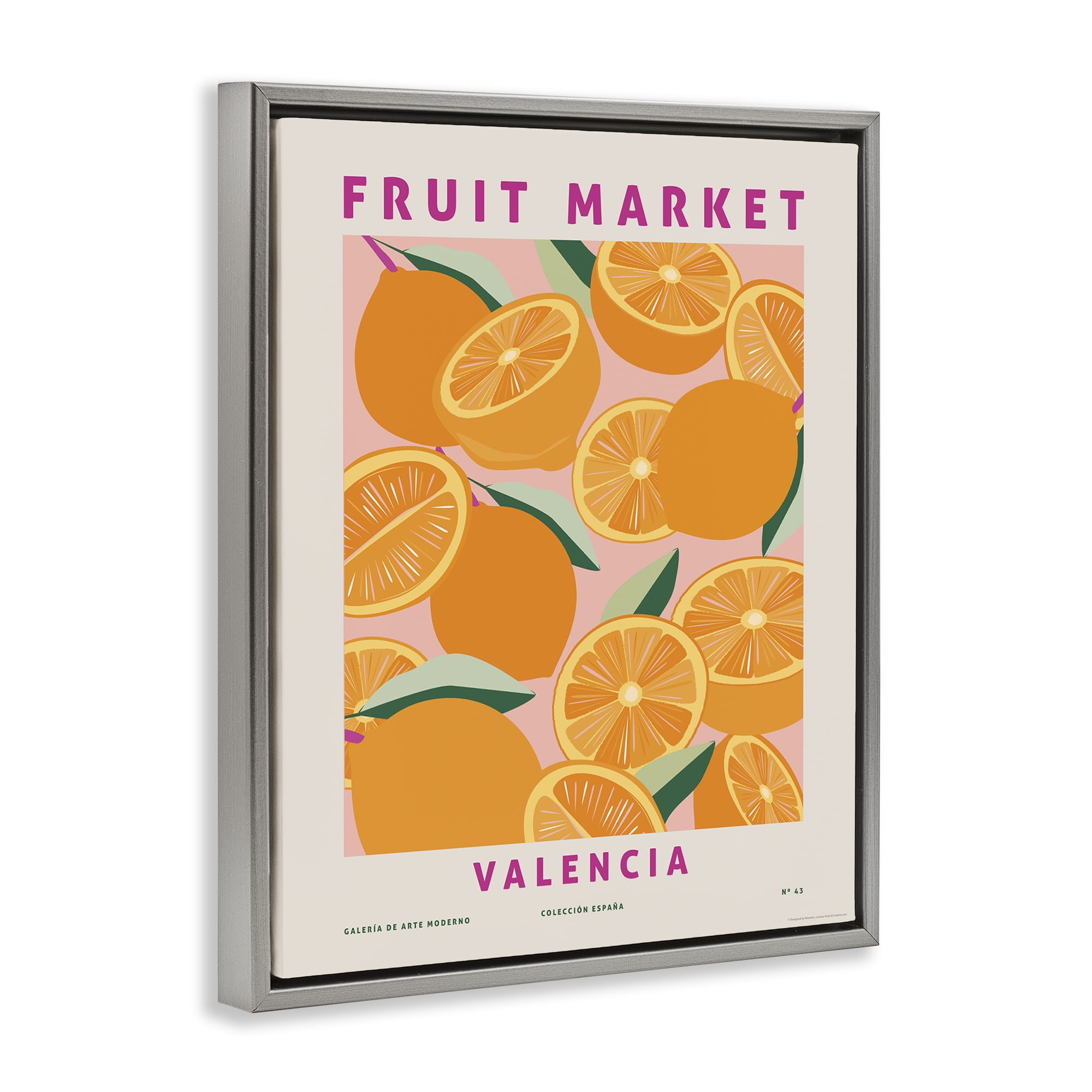 Stupell Industries Fruit Market Oranges Food & Beverage Painting Gray Floater Framed Canvas Art Print Wall Art, 25 x 31