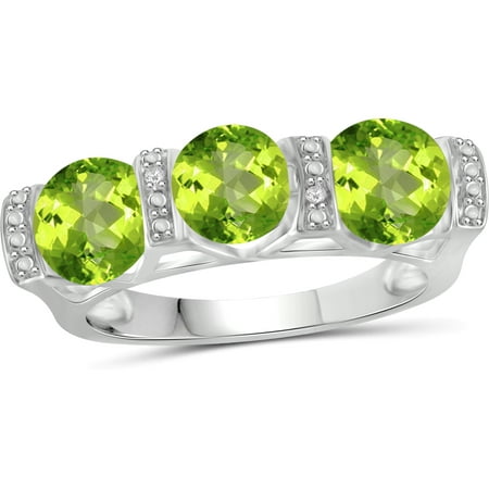 JewelersClub 2 1/4 Carat T.G.W. Peridot And White Diamond Accent Sterling Silver Ring