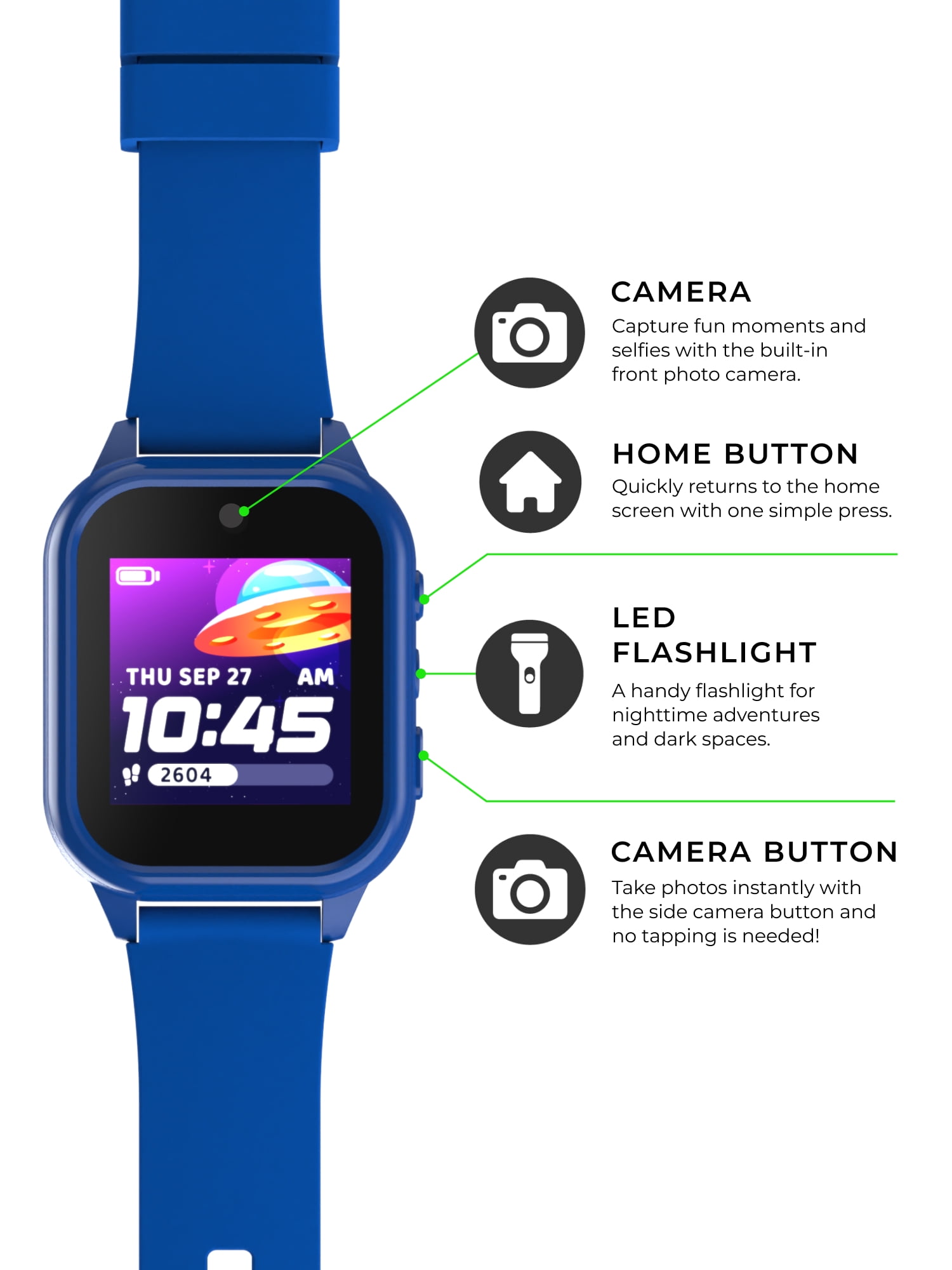 iTech Jr. 4 Kids Unisex Smartwatch with Camera, Audiobooks, and Games – Blue Case with Blue Strap