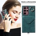 thumbnail image 4 of Galaxy S22 Ultra Case with Ring Holder Stand, Allytech Classic PU Leather Back Cover with Cards Holder Shockproof Detachable Shoulder Strap Wallet Case for Samsung Galaxy S22 Ultra - Green, 4 of 14