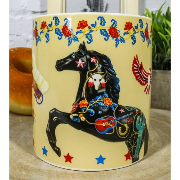 Trail Of Painted Ponies American West Cow Skull Guitar Bonanza Horse Ceramic Mug