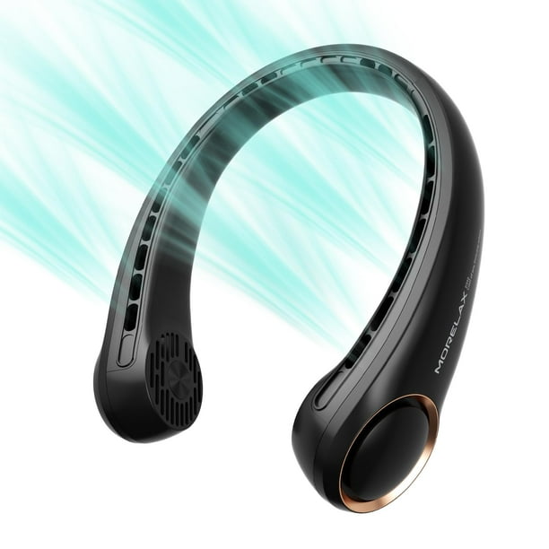 Ventilador de cuello Morelax recargable de 4000 mAh, 3 velocidades, color negro