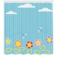 thumbnail image 3 of Ambesonne Dragonfly Shower Curtain, Daisy Bloom Cartoon, 69"Wx84"L, Sky Blue White, 3 of 3