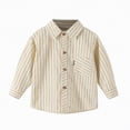 thumbnail image 2 of NIEWTR Boys Button Down Shirt Soft Collared Boys Long Sleeve Shirts Casual Dress Shirt for School Vacation Holidays（Beige,6-8 Years), 2 of 4