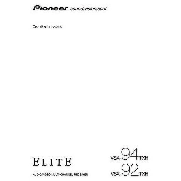 Instruction Manual ONLY for Pioneer VSX-92TXH Receiver Owners Manual REPRINT