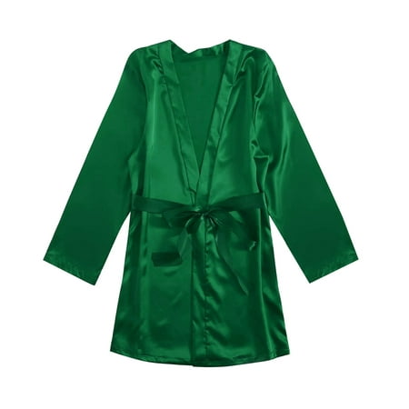 

QWERTYU Kimono Bridesmaid Robe Bride Party for Women Satin Sleepwear Robes Bathrobe Silky Loungewear Green 3XL