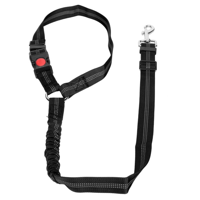 Cinturón de seguridad ajustable para mascotas con reposacabezas, correa reflectante de nailon para coche, color negro