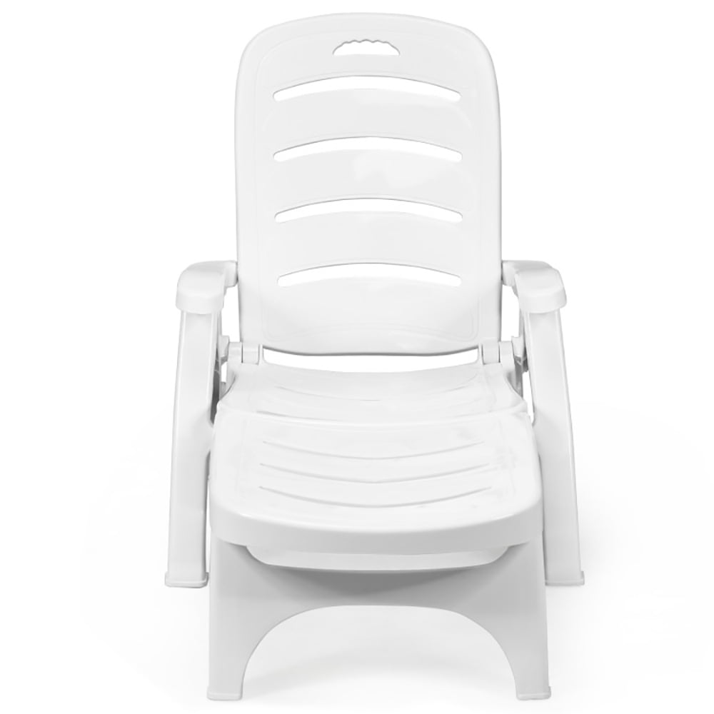 Aimee Lii 5 Position Adjustable Folding Lounger Chaise Chair on Wheels, Patio Loungers, White Aimee Lii 5 Position Adjustable Folding Lounger Chaise Chair on Wheels, Patio Loungers, White