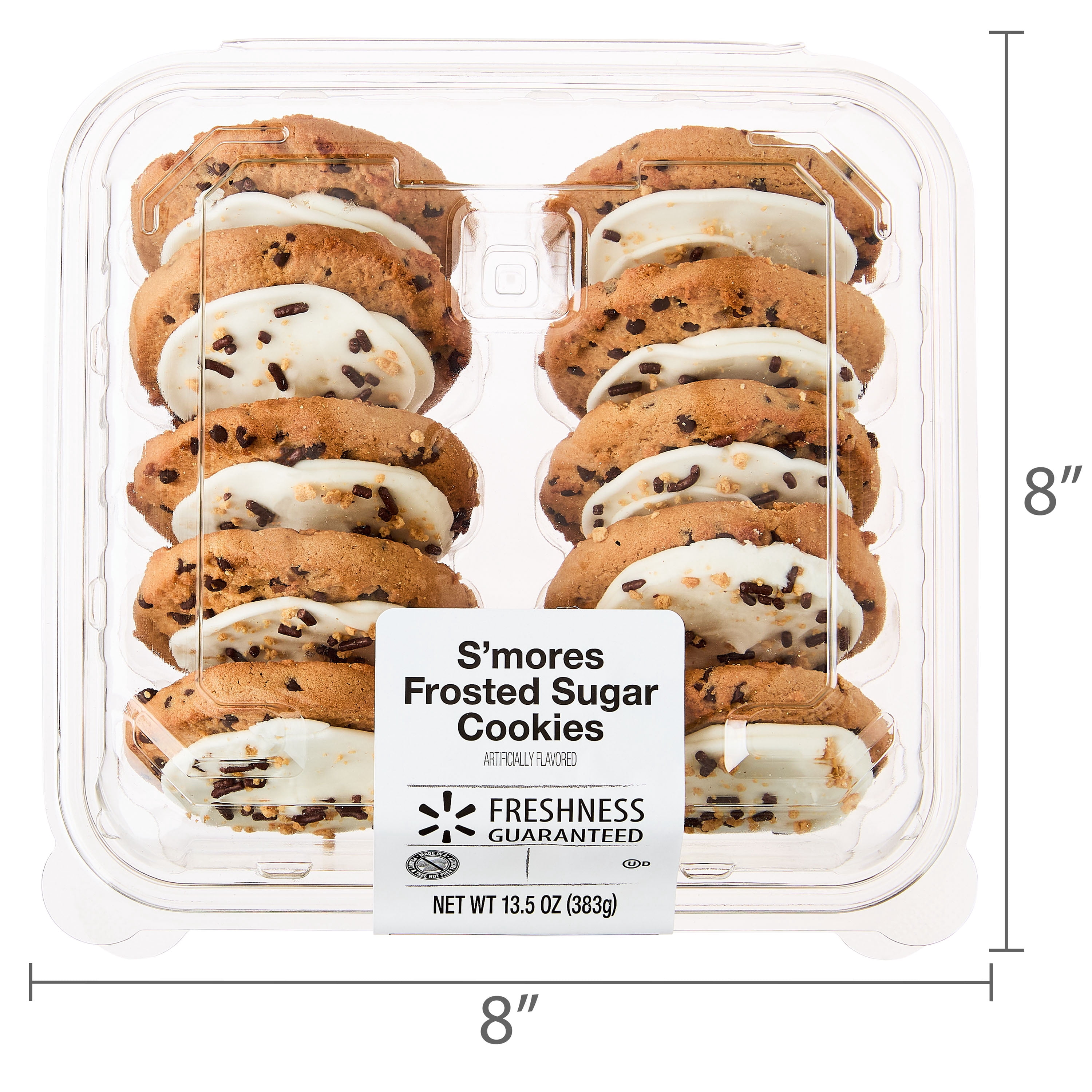 Freshness Guaranteed Baked S'mores White Frosted Sugar Cookies with Sprinkles, 13.5 oz, 10 Count