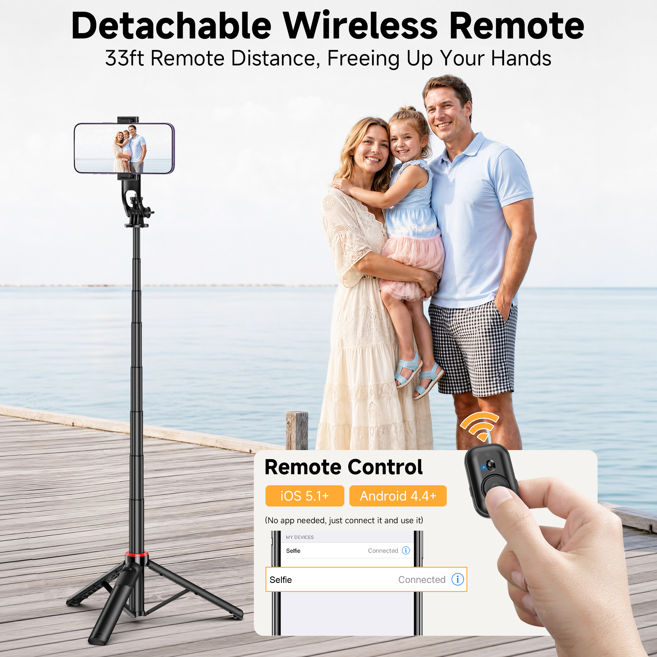 SelfieShow 52" Extendable Selfie Stick Tripod with Remote photo 5