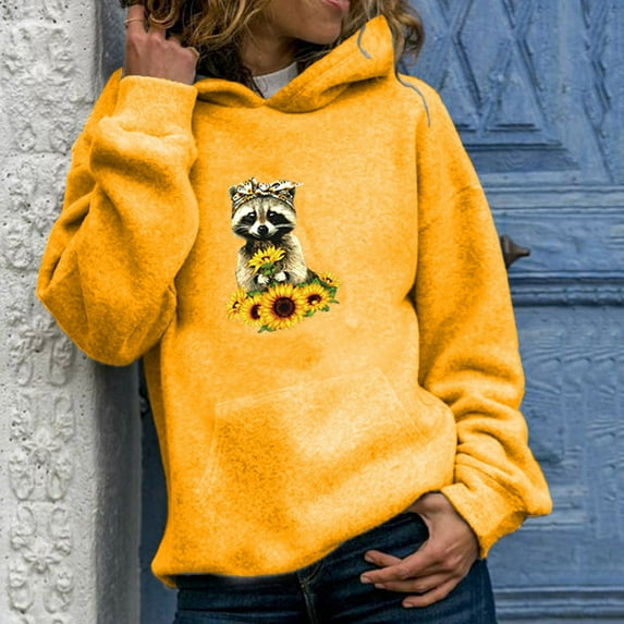Tejiojio Womens Fall Clearance casual hoodie pullover women's animal print sweatshirt long sleeve sweat