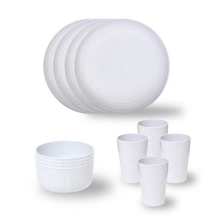 

Stephan Roberts Wheat Straw; Eco-Friendly Dinnerware 12pc Set (Cereal Bowls Unbreakable Plates Cups)