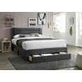 thumbnail image 2 of Bed Frame Luxury Contemporary Look 1pc Queen Size Bed w Storage Drawer Charcoal Corduroy Headboard Bedframe, 2 of 8