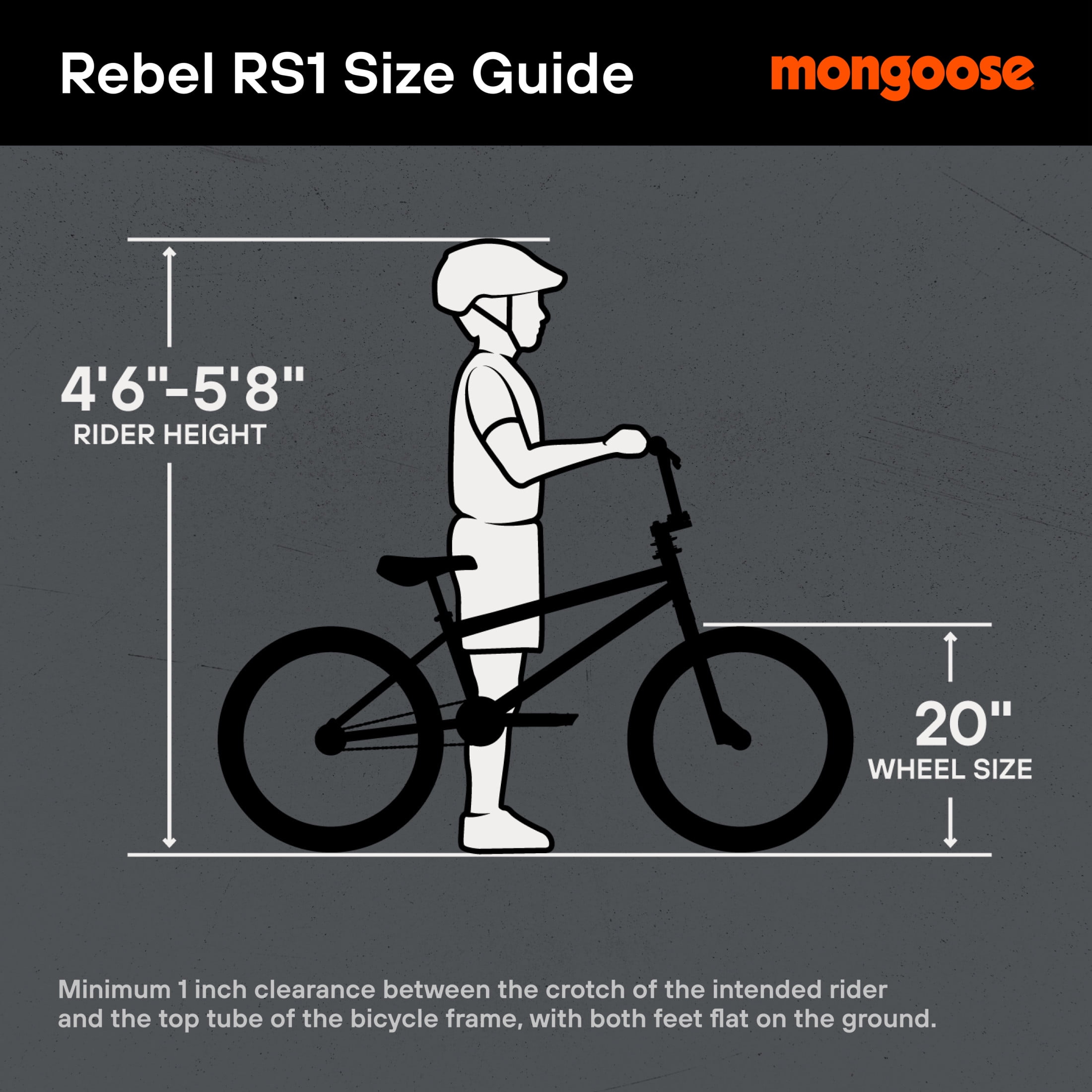 Mongoose Rebel RS1 Kids BMX Bike, 20-in. Wheels, Kids Ages 7-13, Red