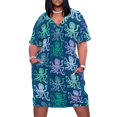 thumbnail image 1 of Vestido de verano para mujer vestido elegante con bolsos fondo azul oscuro un grupo de pulpos oferta, 1 of 6
