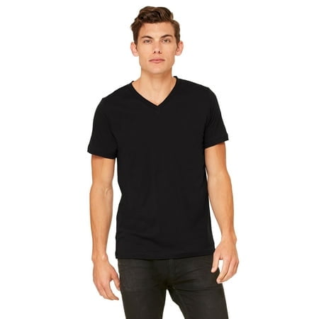 BELLA+CANVAS T-Shirt Jersey à Col en V pour Homme, P, Noir