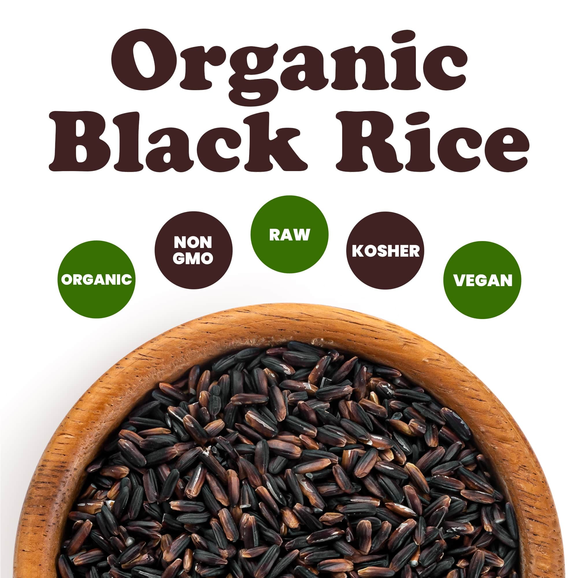 Organic Black Rice, 3 Pounds — Whole Grain Non-GMO Rice, Kosher, Vegan