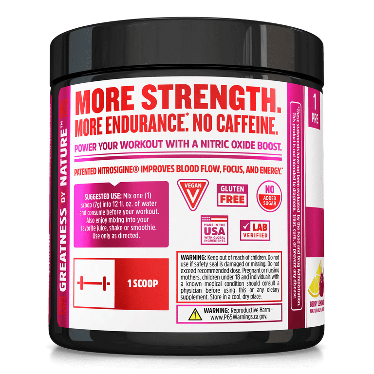 zhou nutrition l-carnitine Zhou Nutrition Lite Up Non-Stimulant Pre-Workout, Berry Lemonade, 7.5 Oz