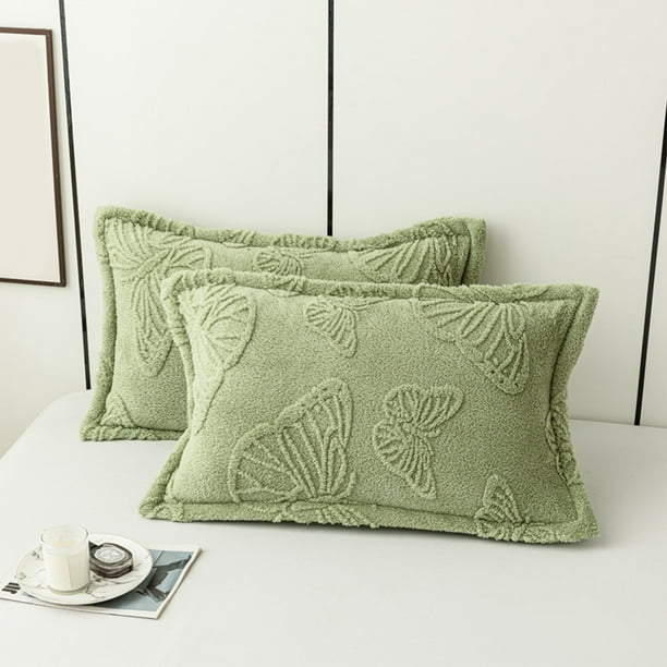 Fundas de almohada de doble cara de terciopelo de leche - pack de 2, engrosadas y acolchadas, 74x48cm - blanca, rosa, gris, verde, café, gris oscuro, morado, marrón