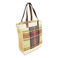 thumbnail image 2 of Plaid Reusable Grocery Tote Bag Extra Durable - Personalized Monogram or Name Available Natural/Navy Burg, 2 of 6