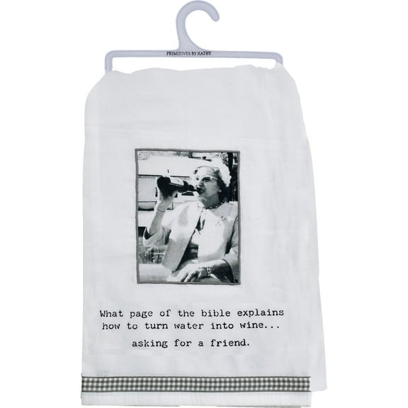 Primitives by Kathy 73095 Kitchen Towel How to Turn Water Into Wine, 28-inch