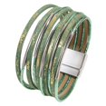 thumbnail image 4 of Pulsera rígida para mujer de cuero sintético PU, duradera, versátil, fácil de usar, multicapa. Verde, 4 of 9
