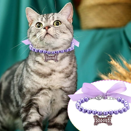 RWVBM Pet Jewelry Pearl Necklace  Decorative Dog Collar Pendant  Gift for Pets | Collars Sale Savings for Your Beloved Pet(Purple)
