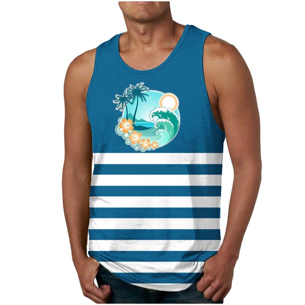 Tanques para Hombre para el Verano Solto Chaleco Impresión Deportivo Cuello Redondo, Casual