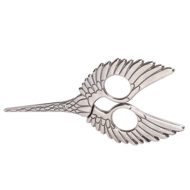 Qukaim Tijeras de bordado, acero inoxidable con forma de pluma, color plateado, diseño retro, tijeras de costura para álbumes de recortes
