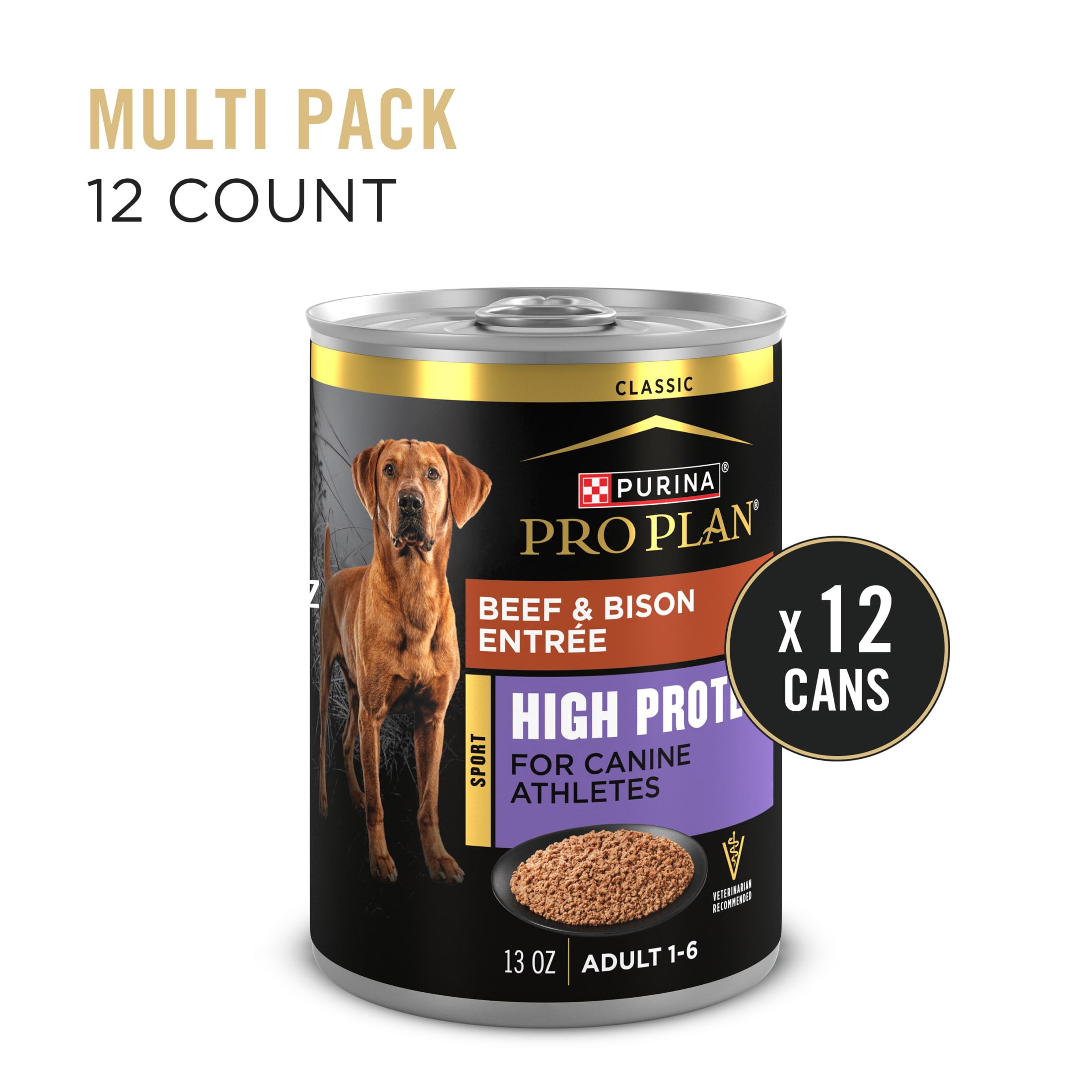 Purina Pro Plan Sport High Protein Wet Dog Food Beef and Bison Entrée, 13 oz Can