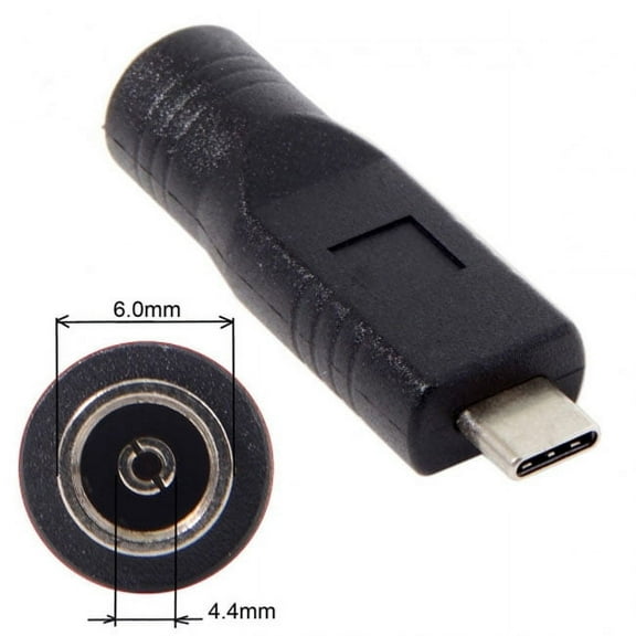 Chenyang CY DC Jack 6.0*4.4mm Input to USB-C Type-C Power Plug Charge Adapter for Laptop Phone Adapter