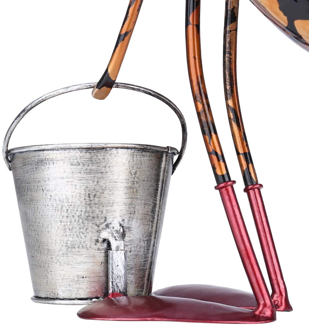 Metal Garden Sculpture with Removable Bucket for Patio Lawn Yard Indoor Outdoor Decor