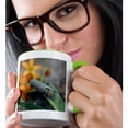 thumbnail image 2 of 3drose, Macro Photo of a Monarch Caterpillar Munching of Tropical Milkweed., 11oz Two-tone Green Mug, 2 of 6