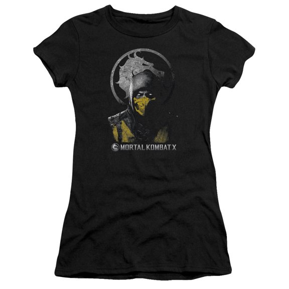 Mortal Kombat X Scorpion Bust S/S Junior Women's T-Shirt Sheer Black