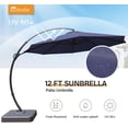 thumbnail image 3 of Outdoor Patio Umbrella with Base, 12FT Deluxe Curvy Cantilever Umbrella Offset Hanging Umbrella with 360° Rotation for Market, Pool, Deck, Garden, Backyard (Sunbrella Navy Blue), 3 of 9