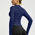 thumbnail image 5 of Dwellite Women's Cropped Lightweight Stretchy Running Track Jackets Zip Up Long Sleeve Quick Dry Athletic Yoga Tops with Thumb Holes 2026 Blue 3XL, 5 of 7